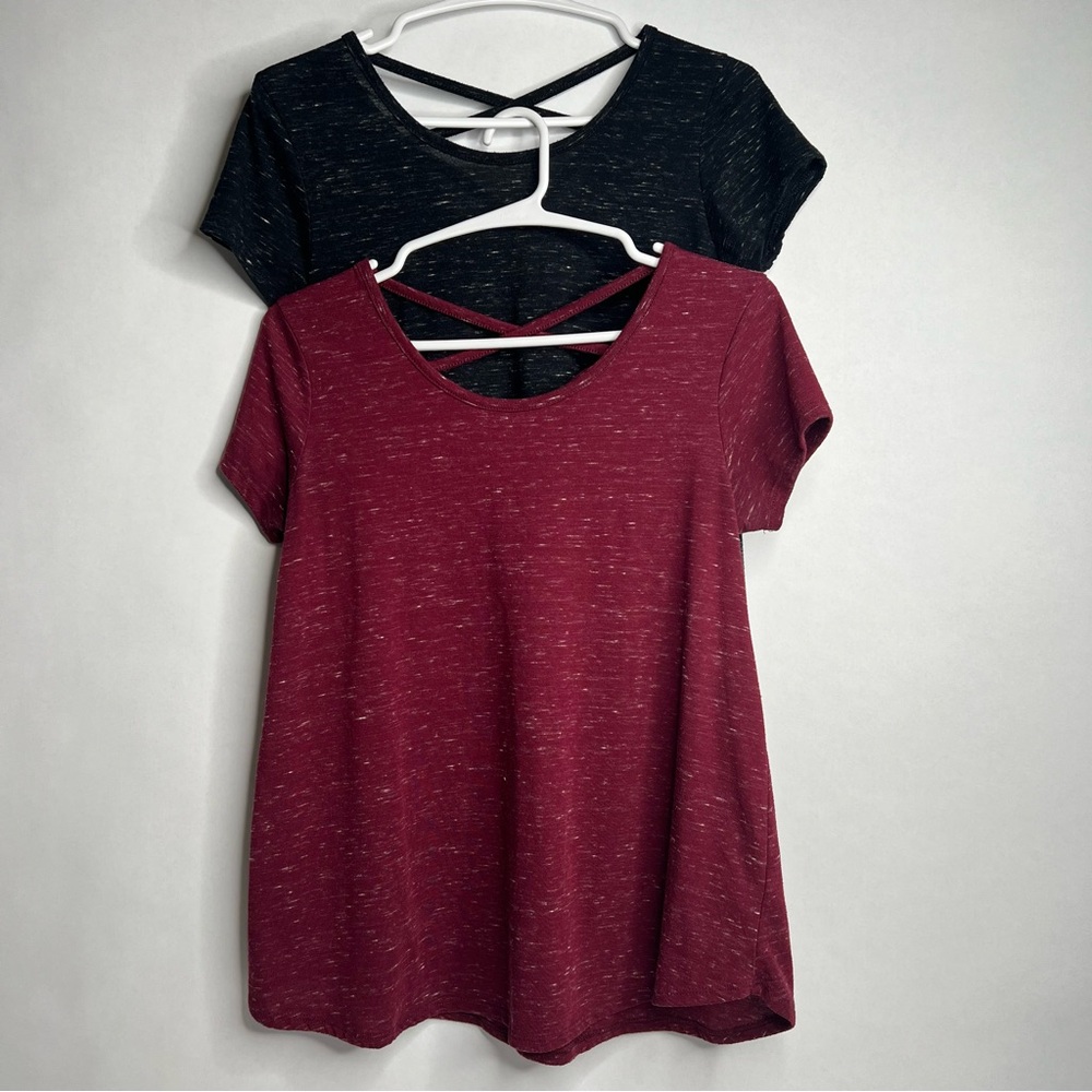 So Women’s Small Tops Open Back Details lot Black Burgundy Heather Criss cross